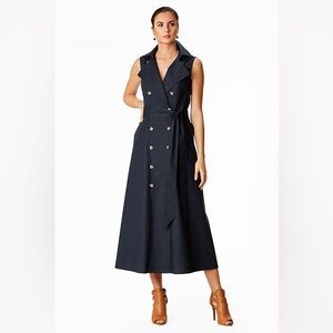 Cotton Poplin Trench Style Shift Dress